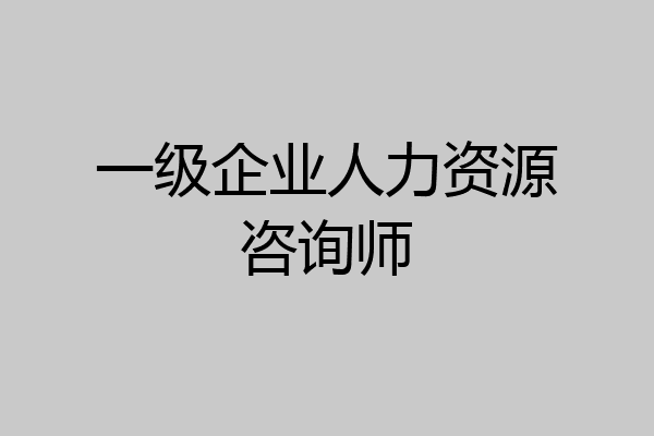 一级企业人力资源咨询师