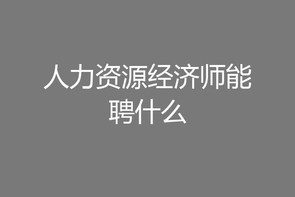人力资源经济师能聘什么