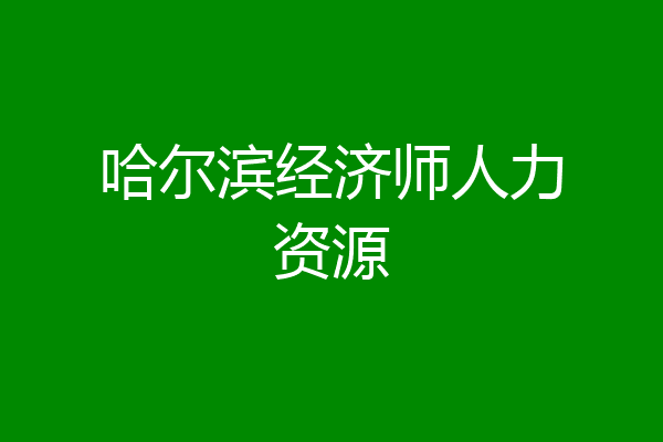 哈尔滨经济师人力资源