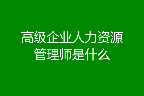 高级企业人力资源管理师是什么