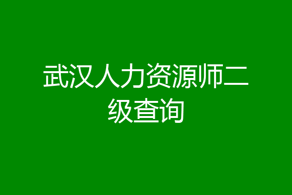 武汉人力资源师二级查询