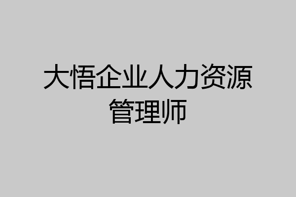 大悟企业人力资源管理师