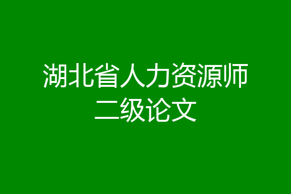 湖北省人力资源师二级论文