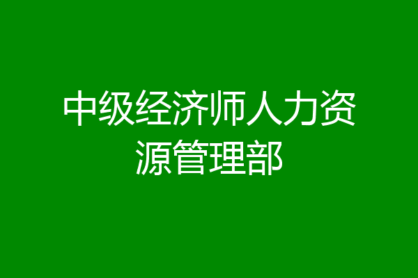 中级经济师人力资源管理部