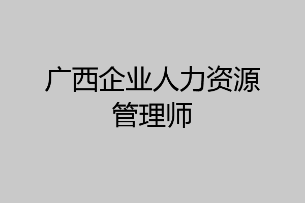 广西企业人力资源管理师