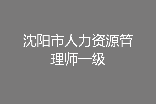 沈阳市人力资源管理师一级