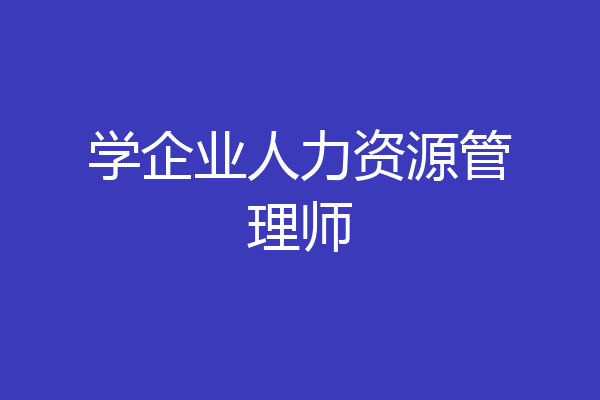 学企业人力资源管理师