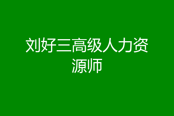 刘好三高级人力资源师