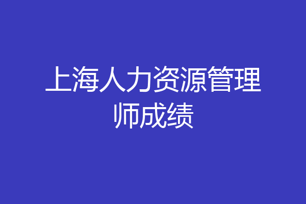 上海人力资源管理师成绩