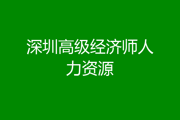 深圳高级经济师人力资源