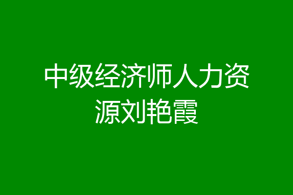 中级经济师人力资源刘艳霞