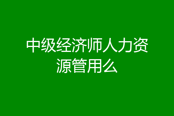 中级经济师人力资源管用么