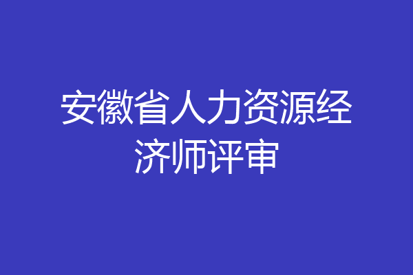 安徽省人力资源经济师评审