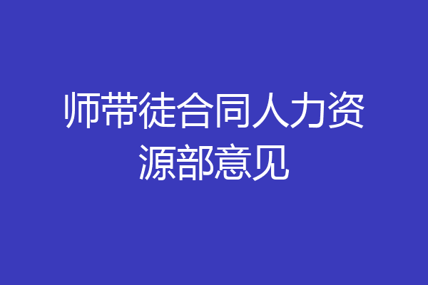 师带徒合同人力资源部意见