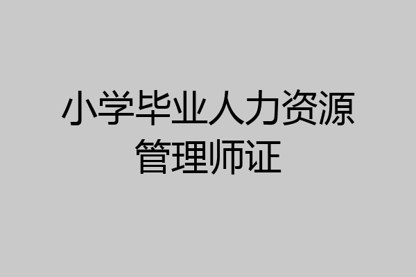 小学毕业人力资源管理师证