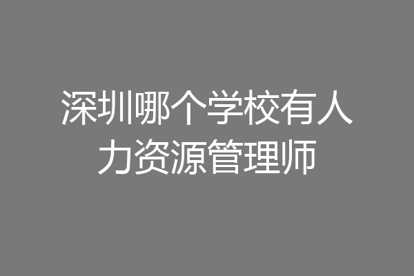 深圳哪个学校有人力资源管理师