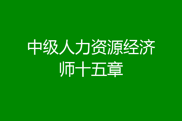 中级人力资源经济师十五章