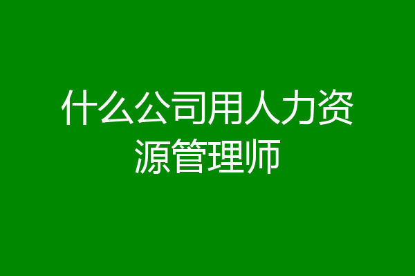 什么公司用人力资源管理师