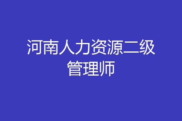 河南人力资源二级管理师