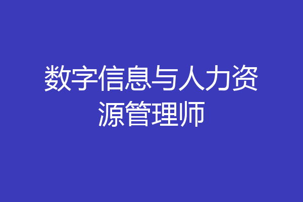 数字信息与人力资源管理师