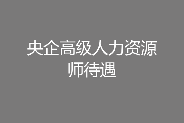 央企高级人力资源师待遇