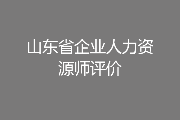 山东省企业人力资源师评价