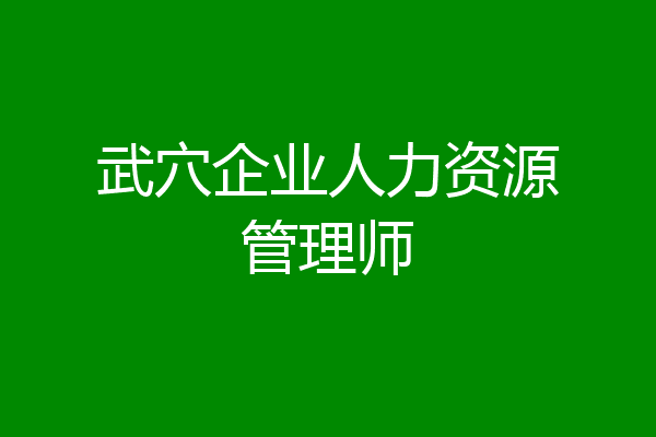 武穴企业人力资源管理师