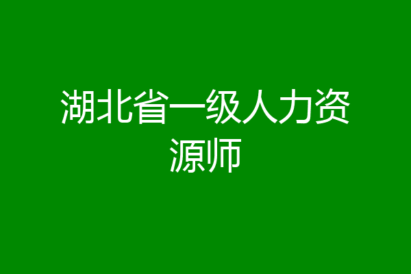 湖北省一级人力资源师