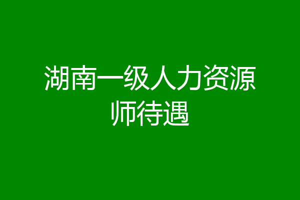 湖南一级人力资源师待遇
