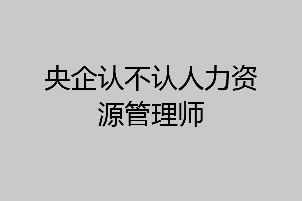 央企认不认人力资源管理师