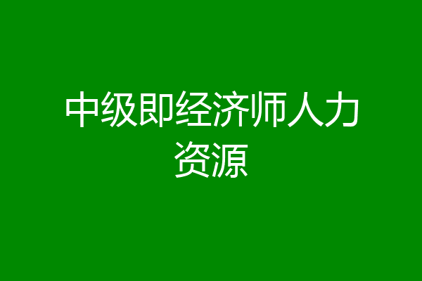 中级即经济师人力资源