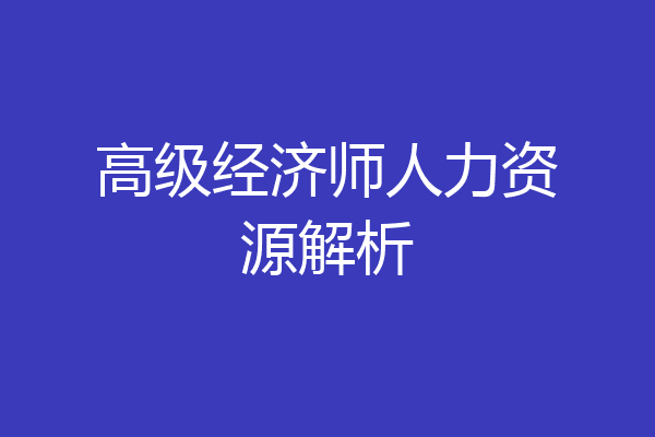 高级经济师人力资源解析