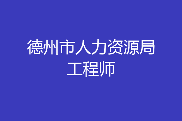 德州市人力资源局工程师
