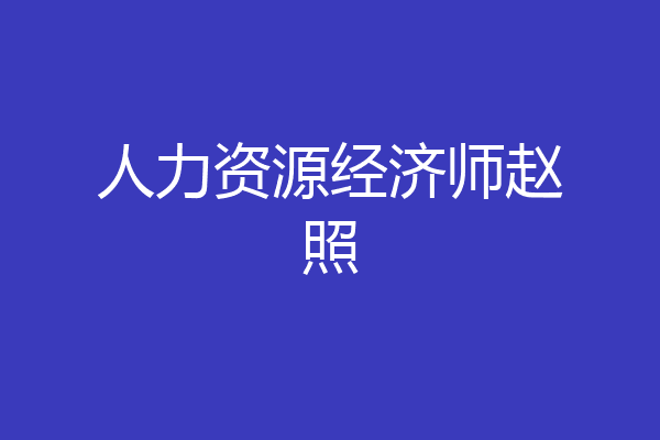 人力资源经济师赵照