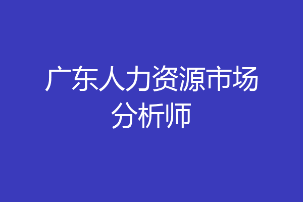 广东人力资源市场分析师