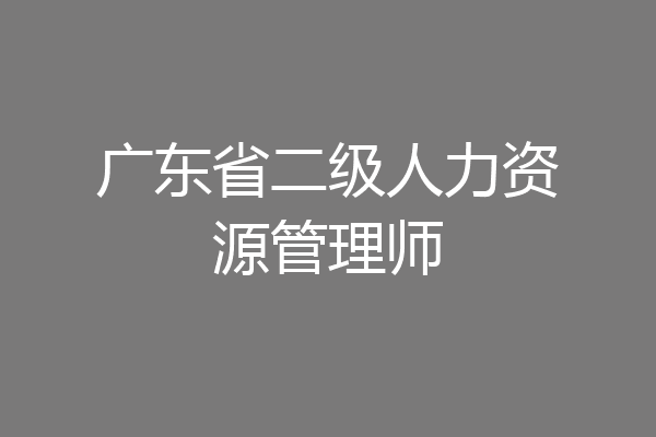 广东省二级人力资源管理师