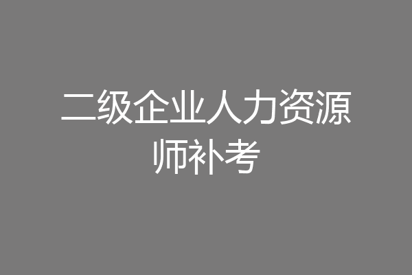 二级企业人力资源师补考