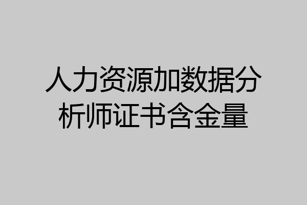 人力资源加数据分析师证书含金量