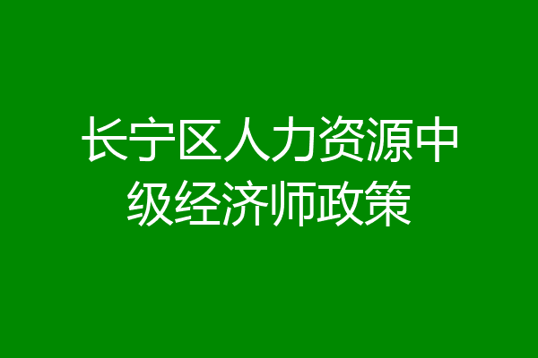 长宁区人力资源中级经济师政策