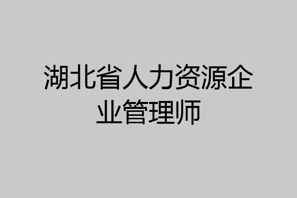 湖北省人力资源企业管理师