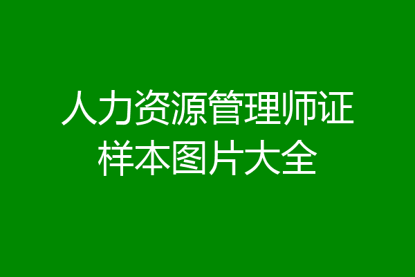 人力资源管理师证样本图片大全