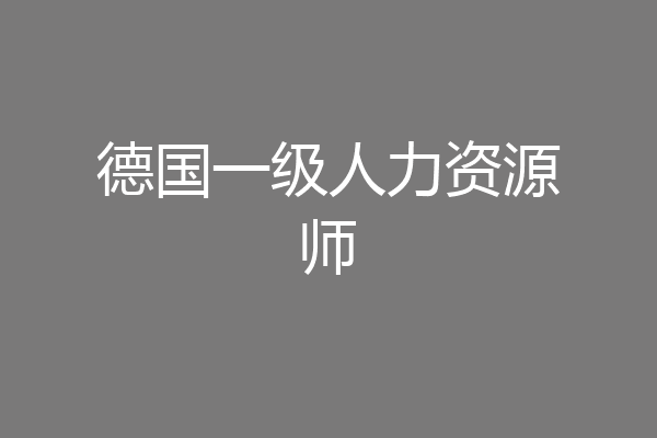 德国一级人力资源师