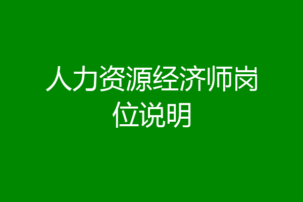 人力资源经济师岗位说明