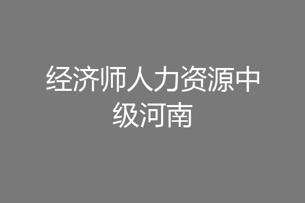 经济师人力资源中级河南