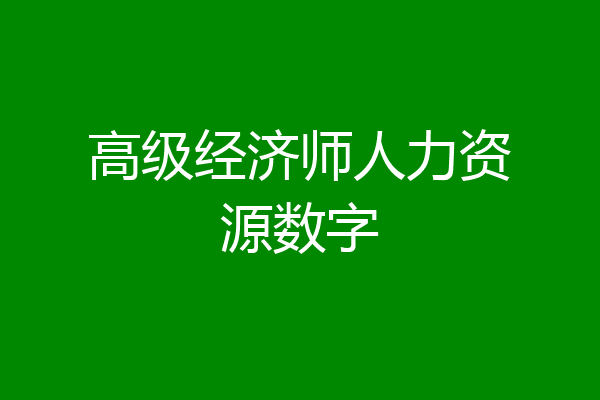 高级经济师人力资源数字