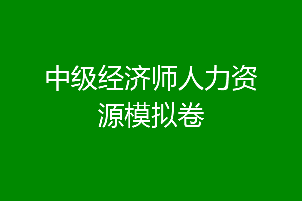中级经济师人力资源模拟卷