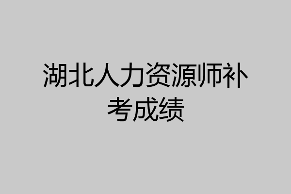 湖北人力资源师补考成绩
