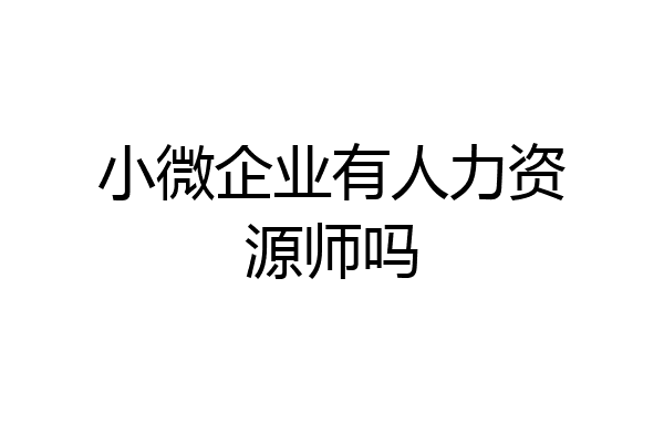 小微企业有人力资源师吗