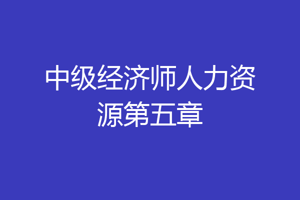 中级经济师人力资源第五章