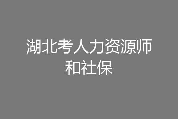 湖北考人力资源师和社保